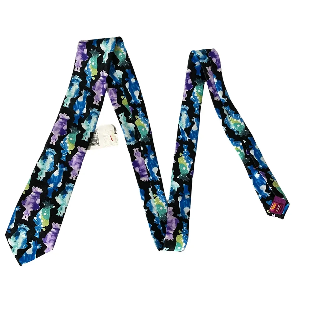 Trolls Dream Works Mens Tie Watercolor Diamond Branch Multi‎ Trolls 58L X 3.25W